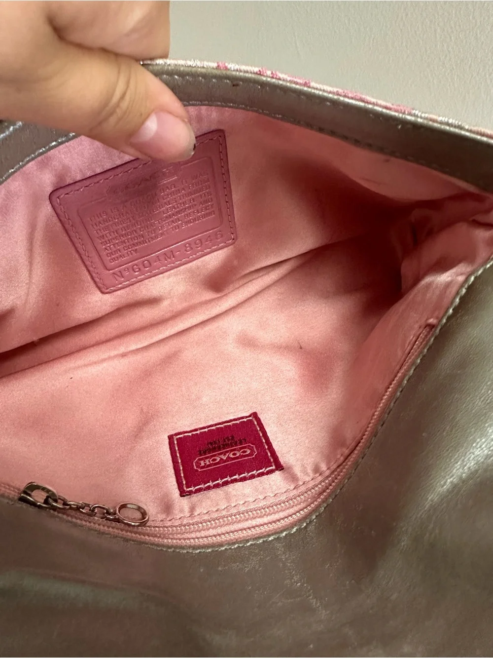 Coach Pink Signature Jacquard Shoulder Clutch